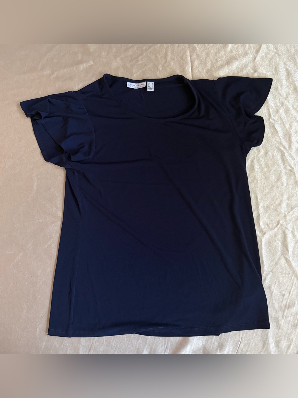 Susan Graver Liquid Knit Scoop-Neck FluttSleeve Top medium a352187